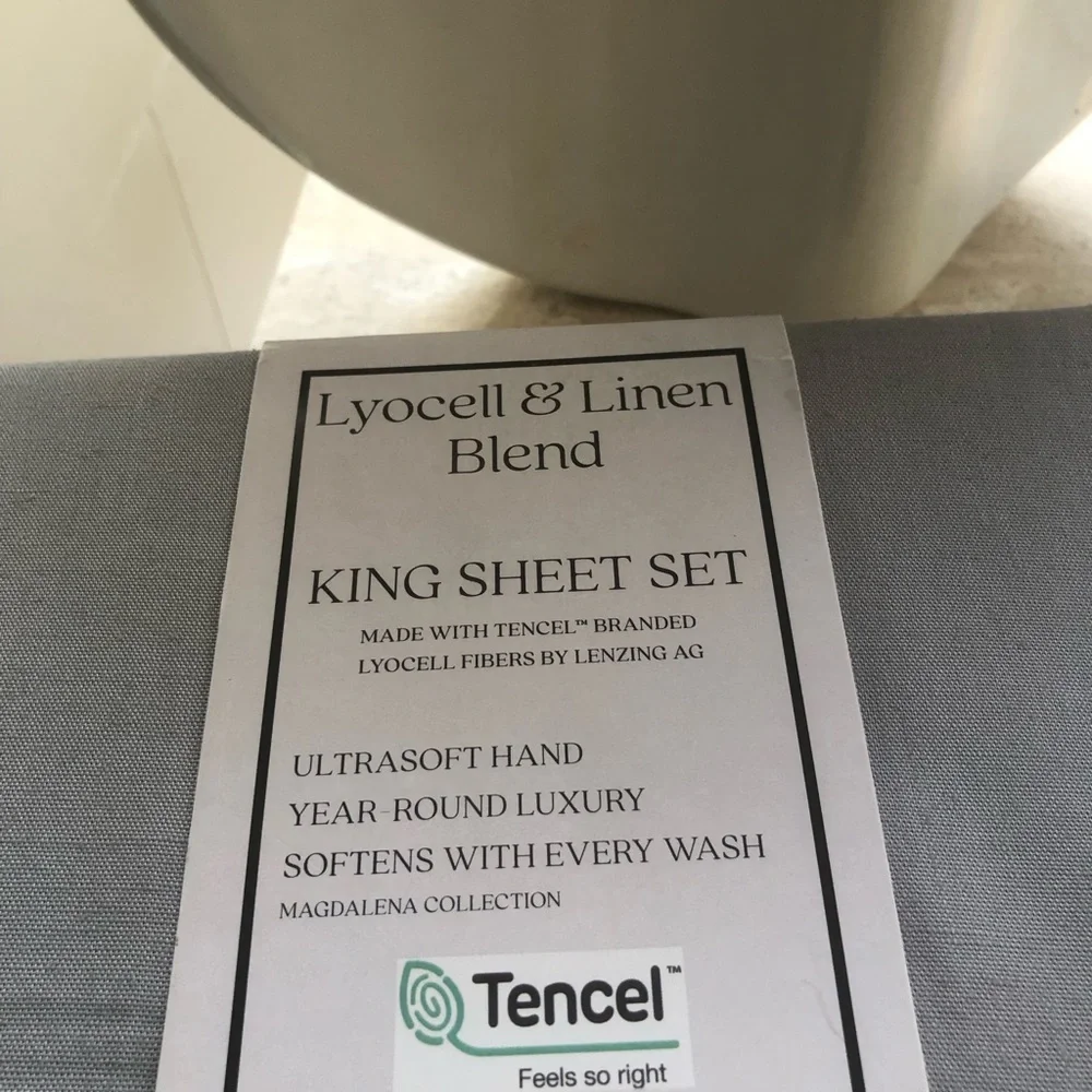 TENCEL™ Lyocell & Linen Blend Sheet Set - Magdalena Collection King Set Grey